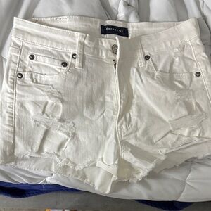Aeropostale Women's White Distressed Jean Shorts